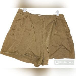 Anthropologie Anthro Khaki Paper Bag Summer Waist Shorts Olive Tan 12